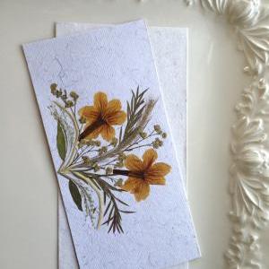 Orange - Handmade Pressed Flowers Card