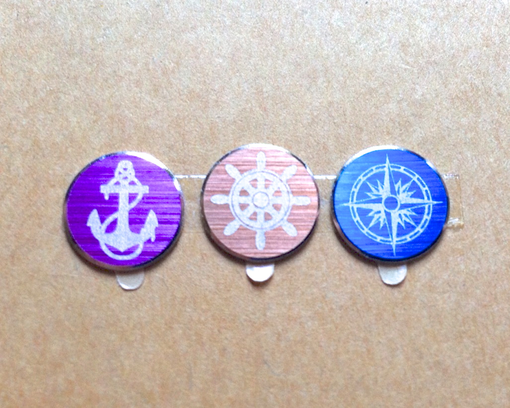 Nautical - 3 Piece Iphone Aluminum Metal Home Button Stickers For Apple Iphone, Ipad, Itouch Anchor Ships Wheel Compass