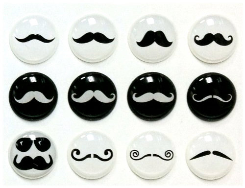 Mustache - 12 Pieces 3d Semi-circular Home Button Iphone Ipad Decals Stickers