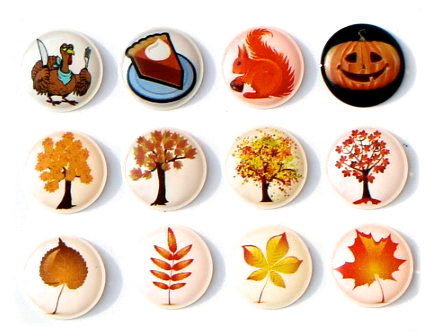 Autumn Fall Season - 12 Pcs Home Button Iphone Ipad Decals Stickers 3d Semi-circular Bubble