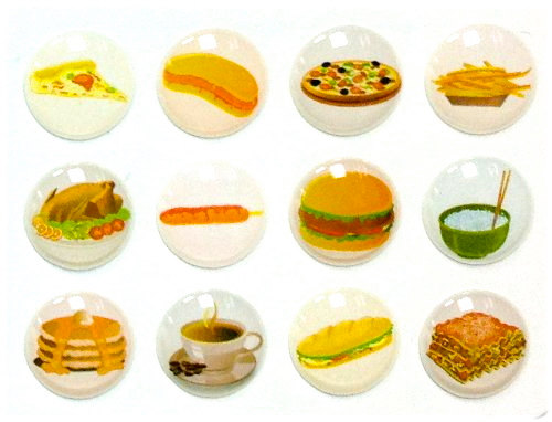 Fast Food - 12 Pcs Home Button Iphone Ipad Decals Stickers 3d Semi-circular Bubble
