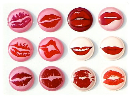 Lips Kiss - 12 Pcs Home Button Iphone Ipad Decals Stickers 3d Semi-circular Bubble