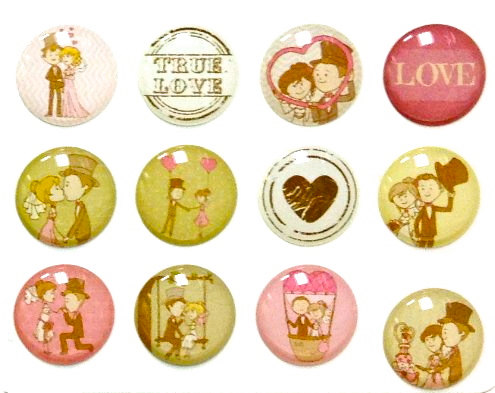 Love Romance Wedding - 12 Pieces 3d Semi-circular Home Button Iphone Ipad Decals Stickers
