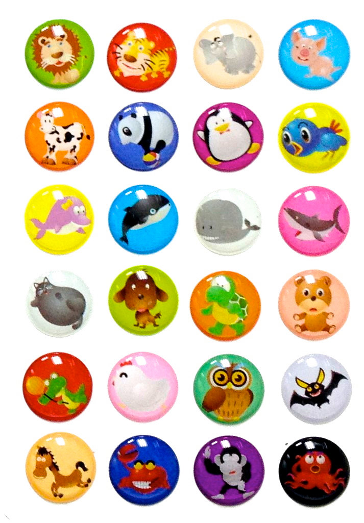Goofy Zoo Animals - 24 Pieces 3d Semi-circular Home Button Iphone Ipad Decals Stickers