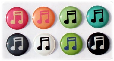Musical Notes - 8 Piece Home Button Stickers For Apple Iphone, Ipad, Ipad Mini, Itouch