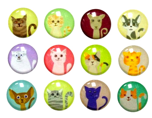 Kitty Cat - 12 Pieces 3d Semi-circular Home Button Iphone Ipad Decals Stickers
