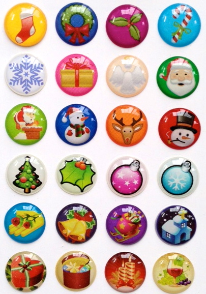 Christmas - 24 Pieces 3d Semi-circular Home Button Iphone Ipad Decals Stickers