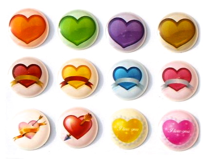 Love Hearts - 12 Pieces 3d Semi-circular Iphone Ipad Home Button Decals Stickers